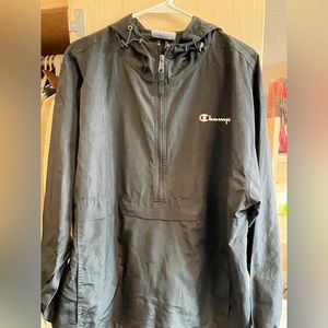 Black Champion Half Zip Windbreaker Jacket (XL)